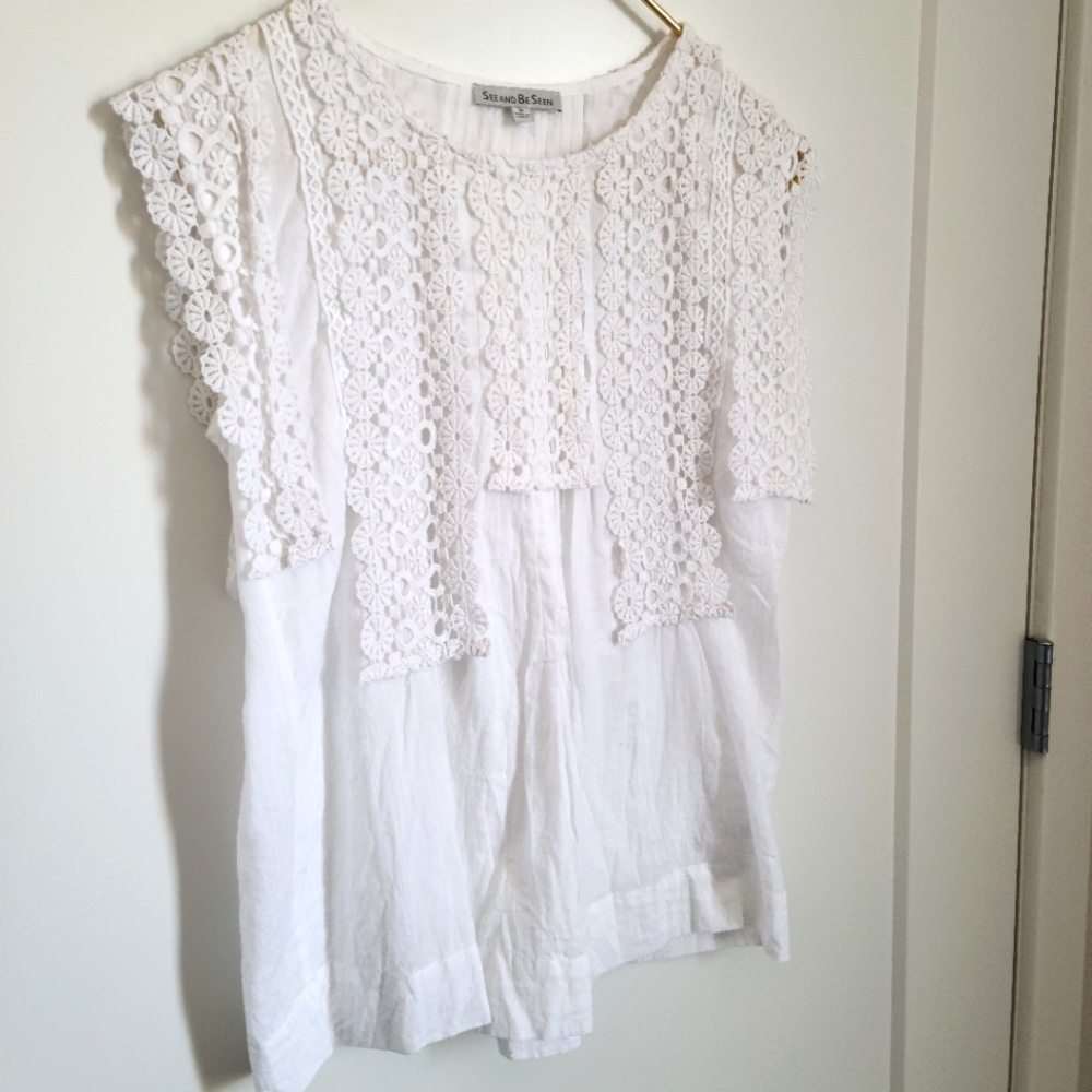 NWOT VICI Collection Cotton Crochet Top - Picture 2 of 6